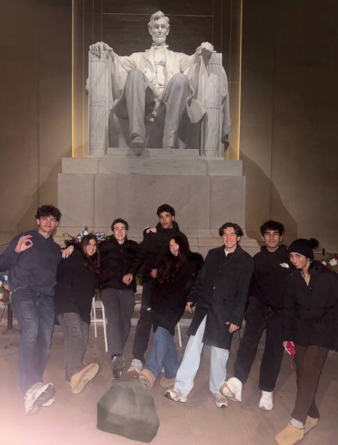 The American Heritage delegation at the Lincoln Memorial during NAIMUN